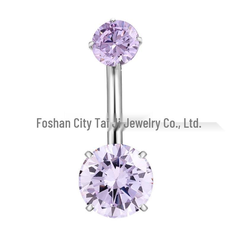 F136 Titanium 4-Prong 5A Cubic Zirconia Navel Ring - G23 Titanium Belly Button Piercing Jewelry
