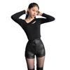 809# Women's High-Waisted Black PU Leather Shorts - Sexy, Tight, Hip-Hugging Autumn/Winter Base Layer