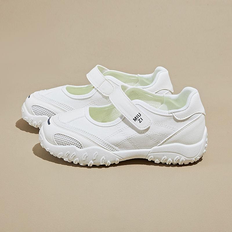 Fashion Weightlight mary jane shoes women's canvas shoes woman low wedge heel loafer fashion patchwork mesh shoes ladies strappy flats