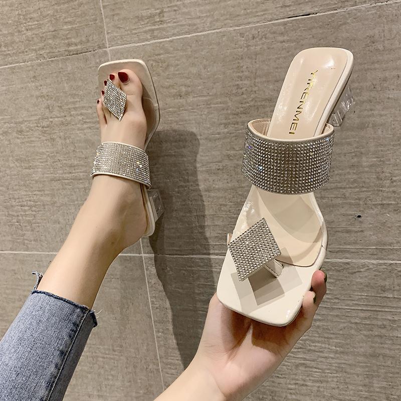 

Летние женские тапочки на плоской подошве, шлепанцы со стразами, праздничные сандалии, женские шлепанцы, сандалии 35 белый