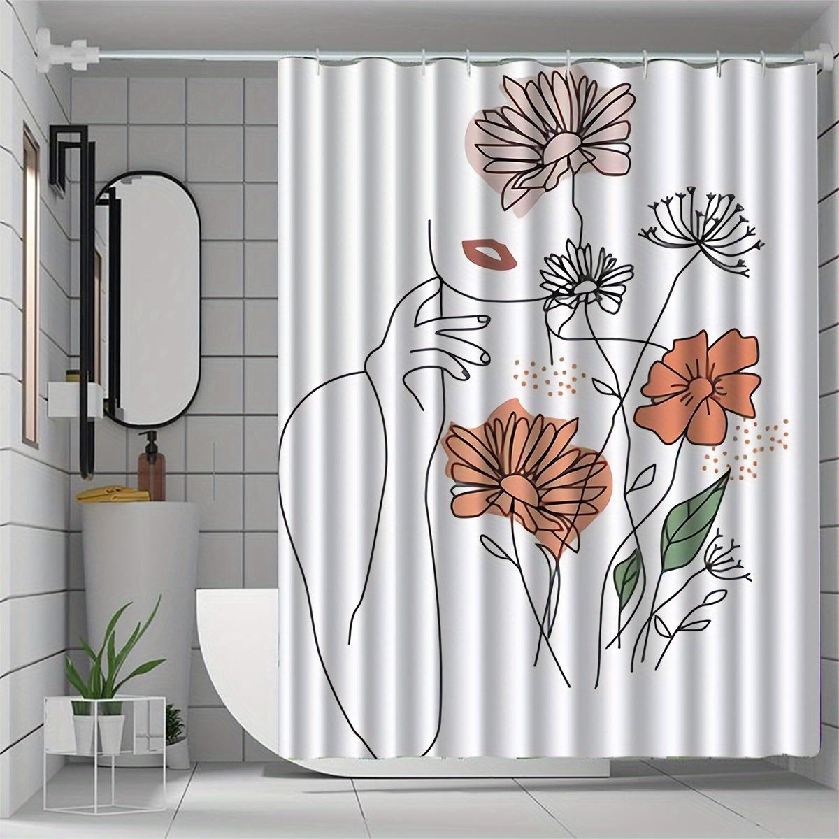 

Элегантная цветочная полиэстеровая шторка для душа, водостойкая, с плетением, с крючками, декоративная шторка для ванной на все сезоны W90xH180cm