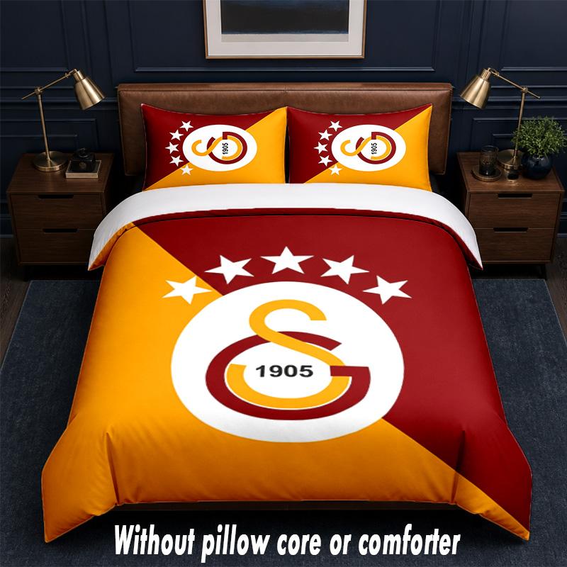 Set Biancheria da Letto Design Galatasaray FC 1 Copripiumino + 2 Federe Morbido Traspirante Biancheria da Letto per la Casa