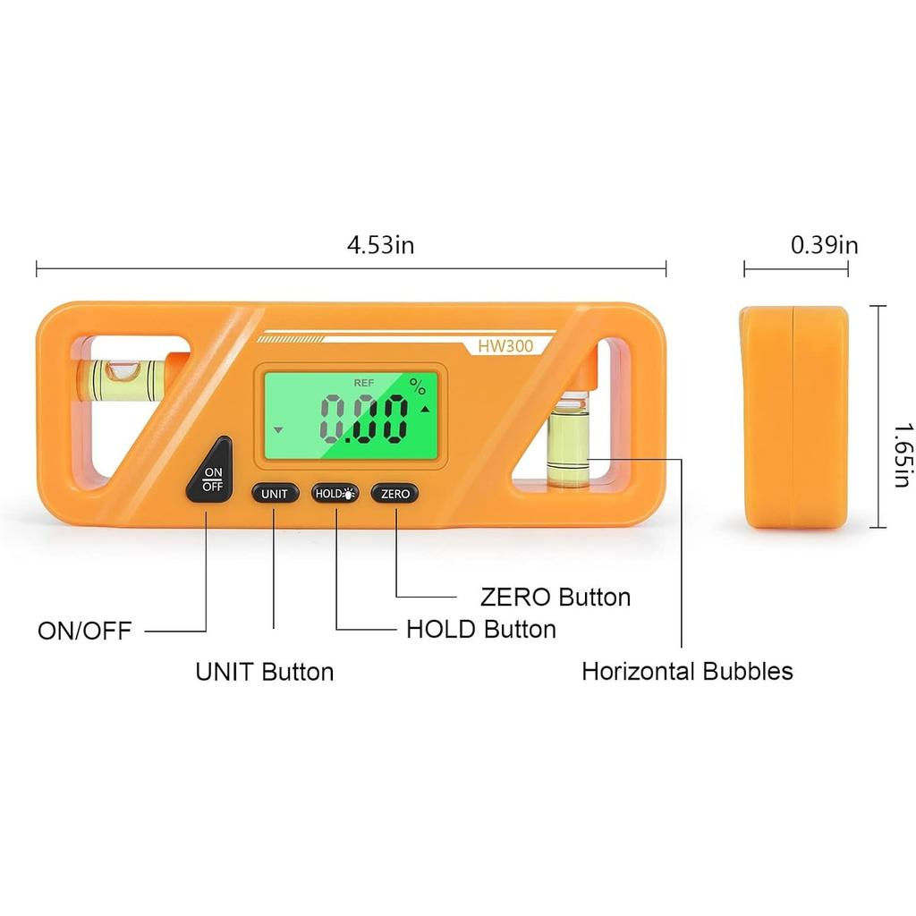 Digital Torpedo Level and Protractor, Magnetic Angle Meter,Absolute and Relative Measurement, Slope Conversion for Woodworking Home Drainage Leveling