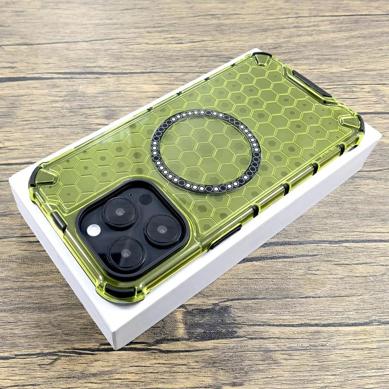 Stoßfestes Rüstungsgehäuse mit Wabenstruktur für Xiaomi Redmi Realme OPPO VIVO Samsung HONOR iPhone Nothing Phone für Magsafe Charge