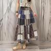 New Arrivals Open Run Flare Banding Long Skirt Bohemian Patchwork