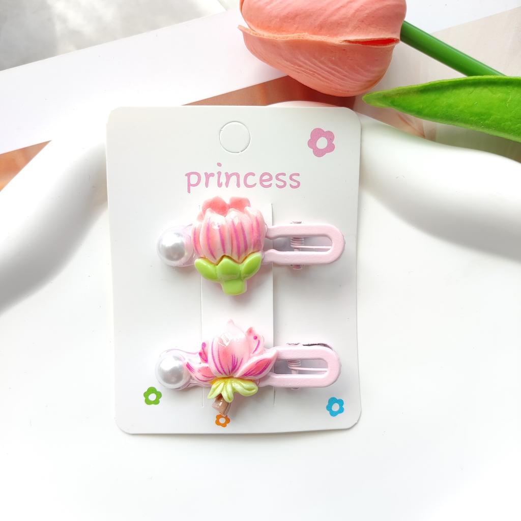 2pcs new peach blossom flower hair clip duck mouth clip little girl side clip headdress hair accessory