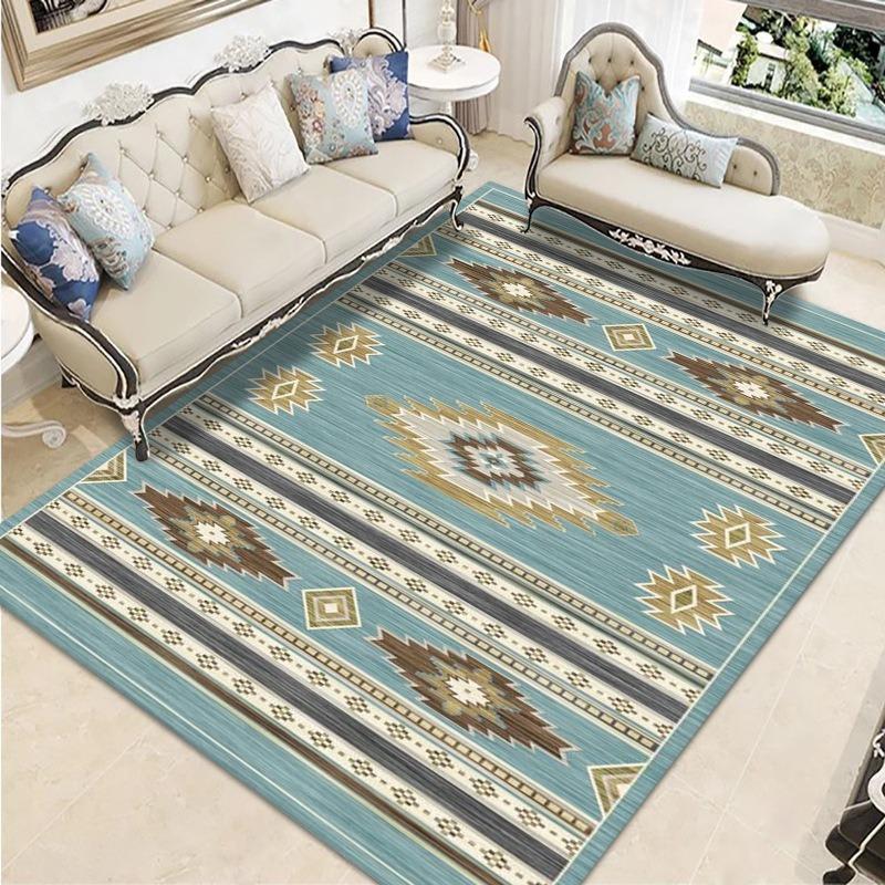 Retro Ethnic Style European-style Living Room Carpet Bohemian Non-slip Coffee Table Carpet Household Easy-to-take Crystal Velvet Carpet
