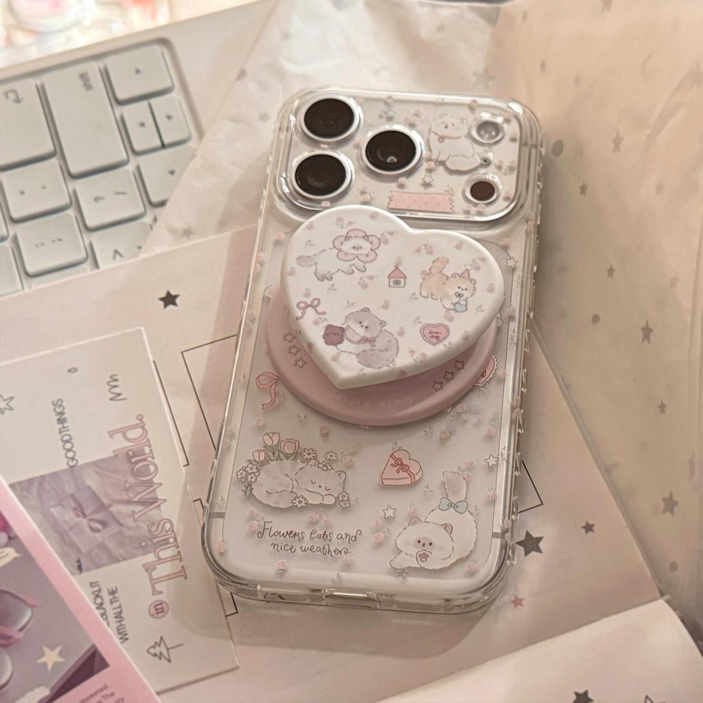 Süße Kätzchen-Herzförmige Magnetische Handyhülle für iPhone 16, iPhone 17 und iPhone 17 Pro Max