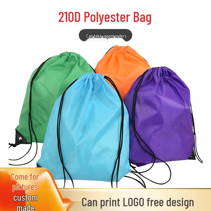 Custom 210T Polyester Double Shoulder Drawstring Backpack & Portable Shoe Storage Bag