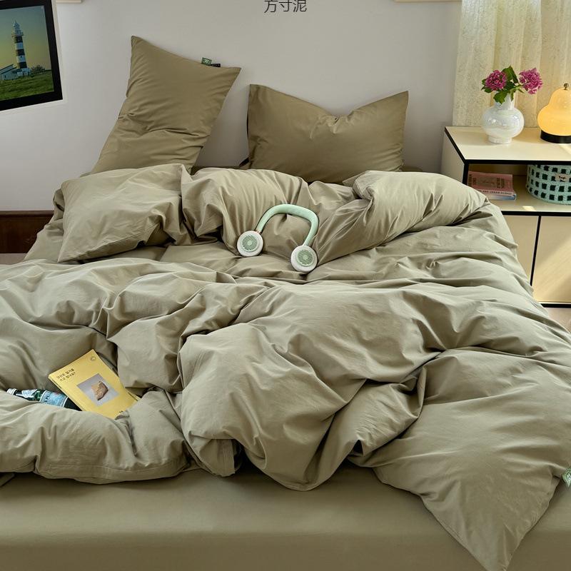 Class A Maternal And Infant Grade Ultra-Soft Double-Color Washed Cotton 4Pcs Set, Bed Sheet Quilt Cover, Student Dormitory 3Pcs Set, Bed Hat Factory
