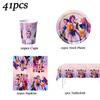KPOP Demon Hunters Celebration Favors Tableware Collection Birth Date Celebration Balloons Board Banner Decor Girls Infant Shower Xmas Supplies