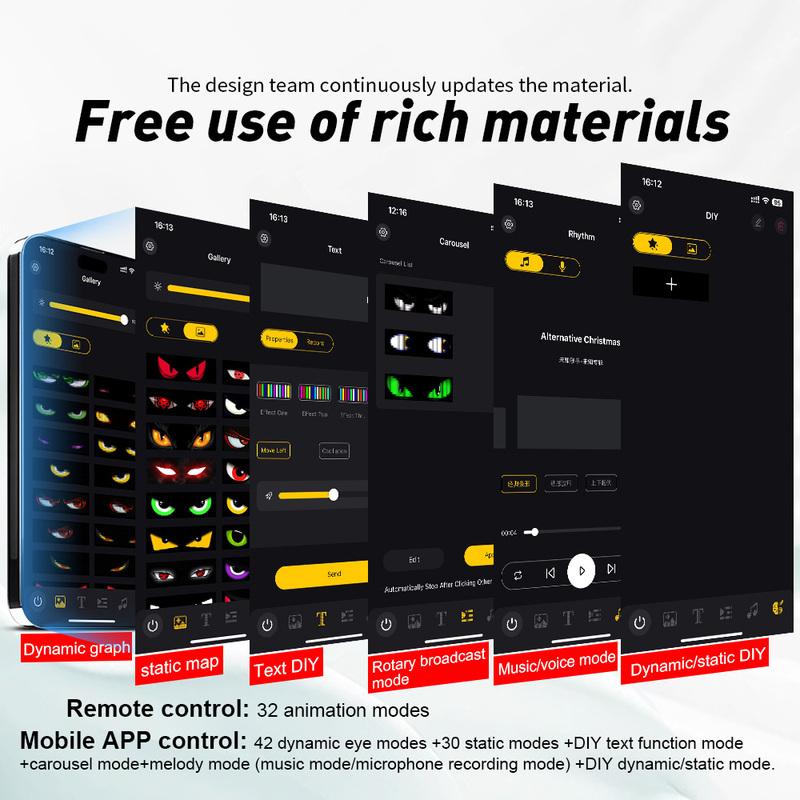 New APP Control  LED Truck Car Devil Eye Light Scrolling Pixel Panel For Board Windshield Free Custom Text 12V 24V 120/150/200cm