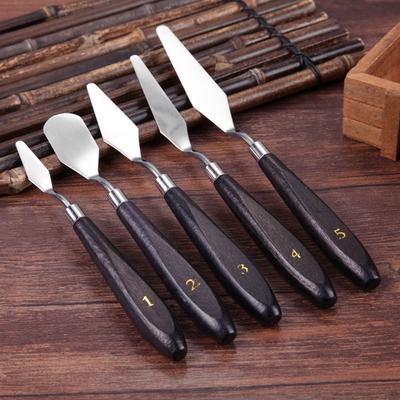 5-teiliges gemischtes Edelstahl-Palettenschaber-Set, Spachtelmesser für Künstler, Ölgemälde-Werkzeuge, Malmesserklinge