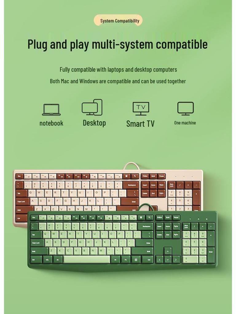BOW Hangshi K160U Wired USB Universal Keyboard for Laptop & Desktop 