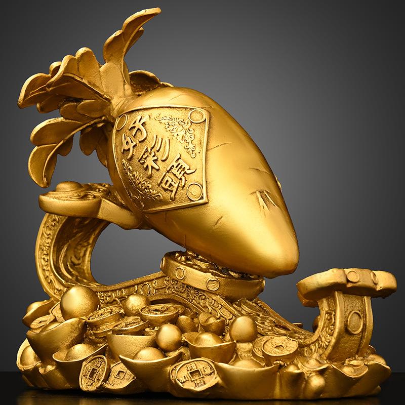 קישוט ראש למזל טוב נחושת טהורה רוیی מטבע יואנבאו מבורך גזר גדול מתנה לחנוכת בית למשרד בית