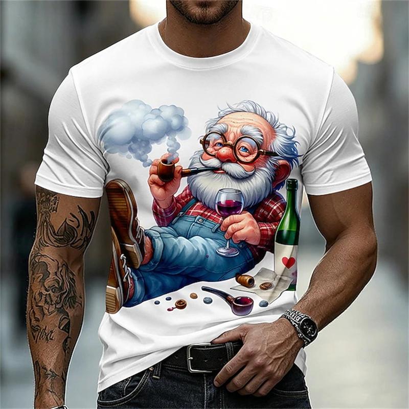 New Men Short-Sleeve T-Shirt 3D Print Casual Elderly People Pattern Summer Trendy Crew Neck Tee Outdoor Sports Y2k Man Clothing
