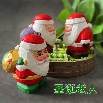Babbo Natale Intagliato a mano in legno massello per l'arredamento kawaii del soggiorno e della scrivania dell'ufficio Regali di Natale per coppia amico