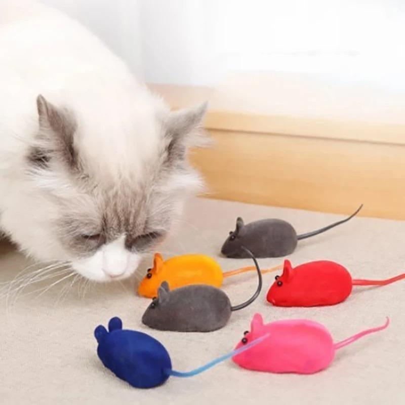 6PCS Multi Color Squeaky Mouse Pet Toy Funny Interactive Rat Play Toy for Kitten Cat Dog Puppy Sound Chew Play Supplies