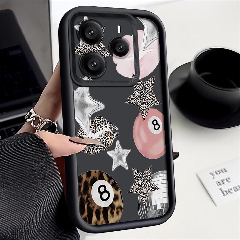 Vintage Leopard Print Stars Billiards Case For Xiaomi Redmi Note 14 13 Pro 5G 4G 12 11 Funda Xiaomi 14T 13T 11T Pro Shockproof Bumper Silicone Cover