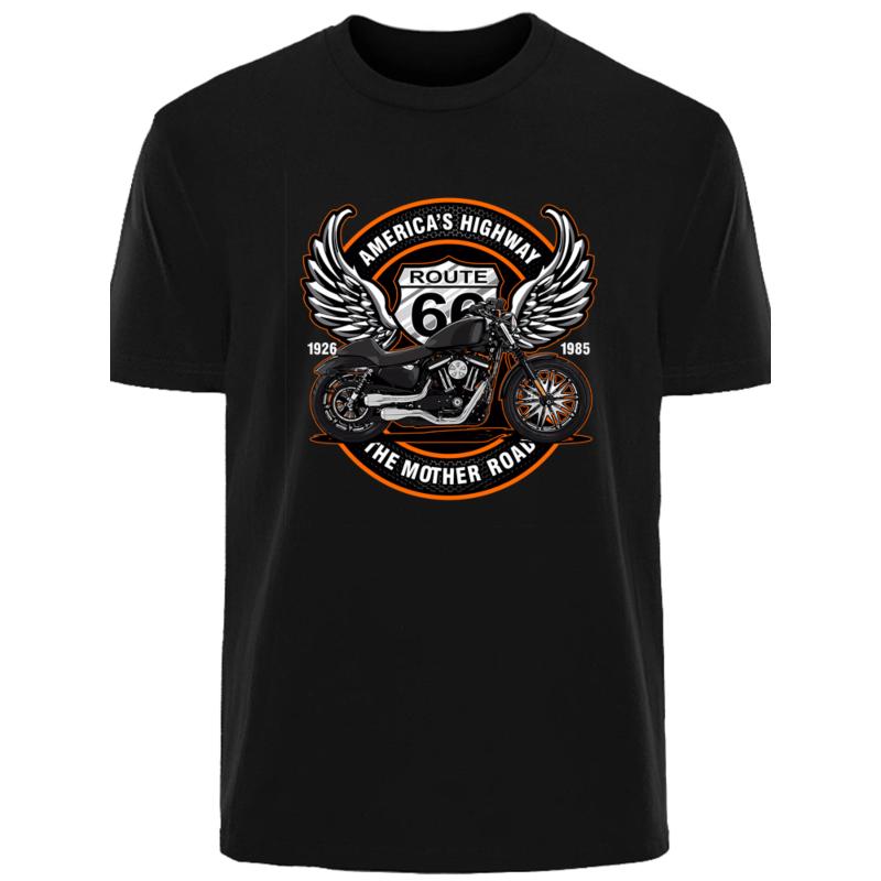 American Route66 road motorcycle printed white T retro motorcycle wind loose short sleeve nostalgic street brand
