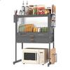 Handun Kitchen Microwave Storage Rack with Dish Cabinet Set