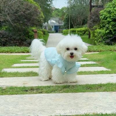 Summer Thin Pet Clothes Mesh Hollow Breathable Dog Cat Clothes Fly Sleeve Vest Cute Teddy Than Bear