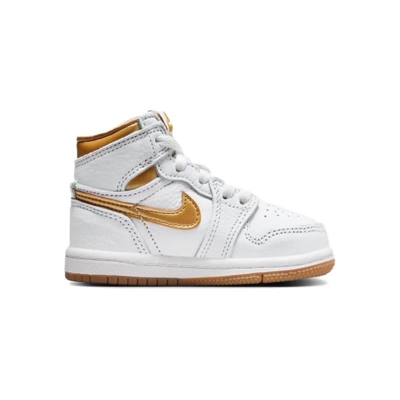 Air Jordan 1 Retro High OG TD Metallic Gold Baby Sneakers White Gum-Light-Brown FD2598-107