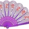 Vintage Flower Folding Fan Decorative Hand Held Fan with Plastic Ribs Portable Dance Wedding Party Fan Women Birthday Gift