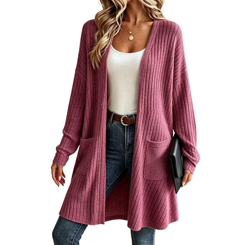 Women's Knit Cardigan Casual Long Sleeve Open Front Sweater for Fall Winter