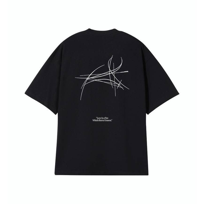 

White short-sleeved t-shirt men s and women s 2025 new overlapping letters pure cotton niche design top S