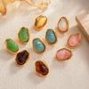 Salircon 5 Color Irregular Geometric Resin Stainless Steel 18K Gold Plated Stud Earring for Women Bohemia Y2K Jewelry Gifts New