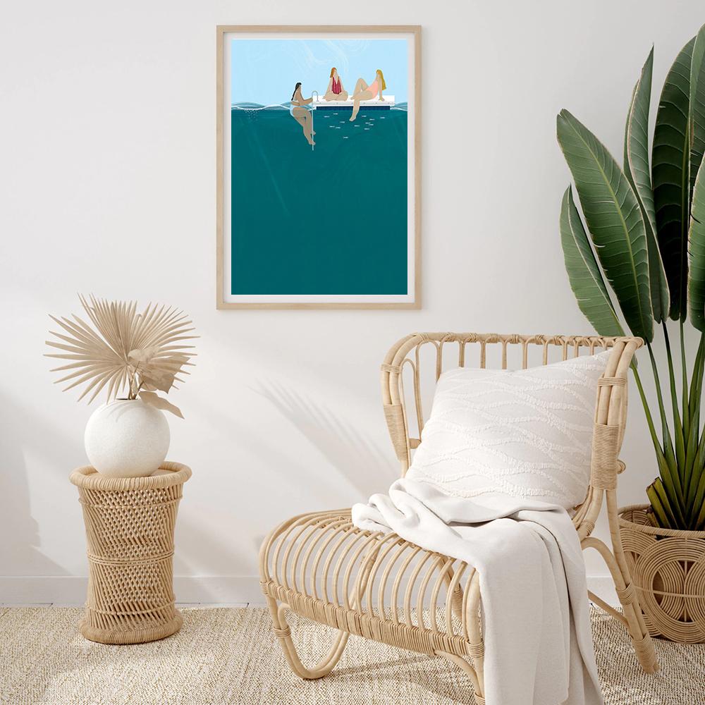 Swimmer Canvas Painting Sea Ocean Calming Posters and Prints Modern Decoration Summer Wall Art Pictures for Living Room Decor