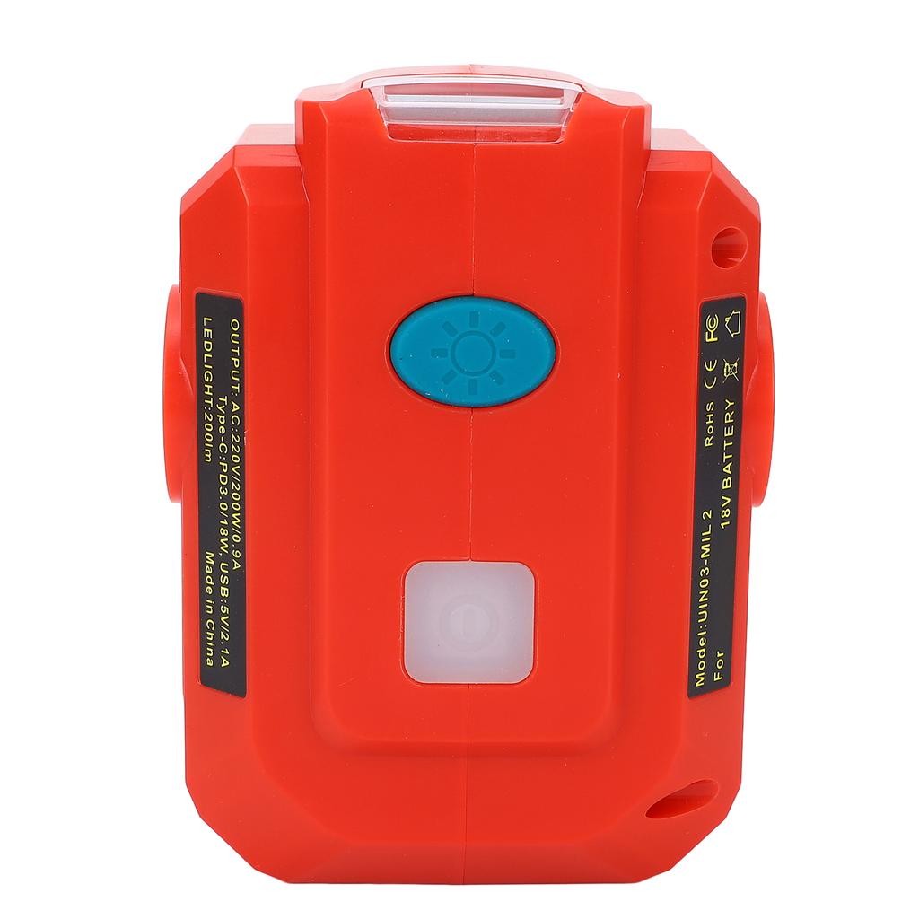 Cordless Power Inverter 200W AC Outlet Type C and USB Port 18V Battery Powered Power Inverter With LED Light for 48 11