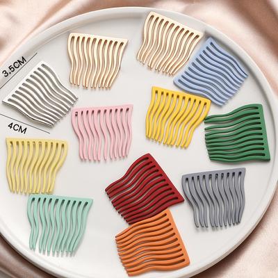 Candy Color Insert Comb Clip Simple Metal Hairpin Bangs Clip Korean Fashion Insert Hairpin Non-slip Hair Styling Comb
