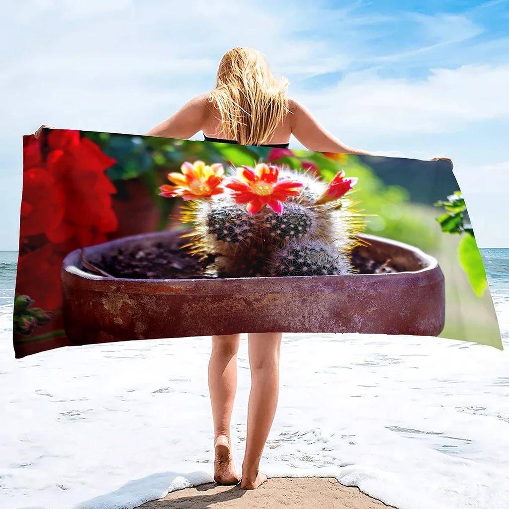 Cactus Beach Towel Blanket, Oversized Microfiber Pool Bath Swim Towel,Thin Absorbent Quick Dry and Sand Free Adults Beach Towel