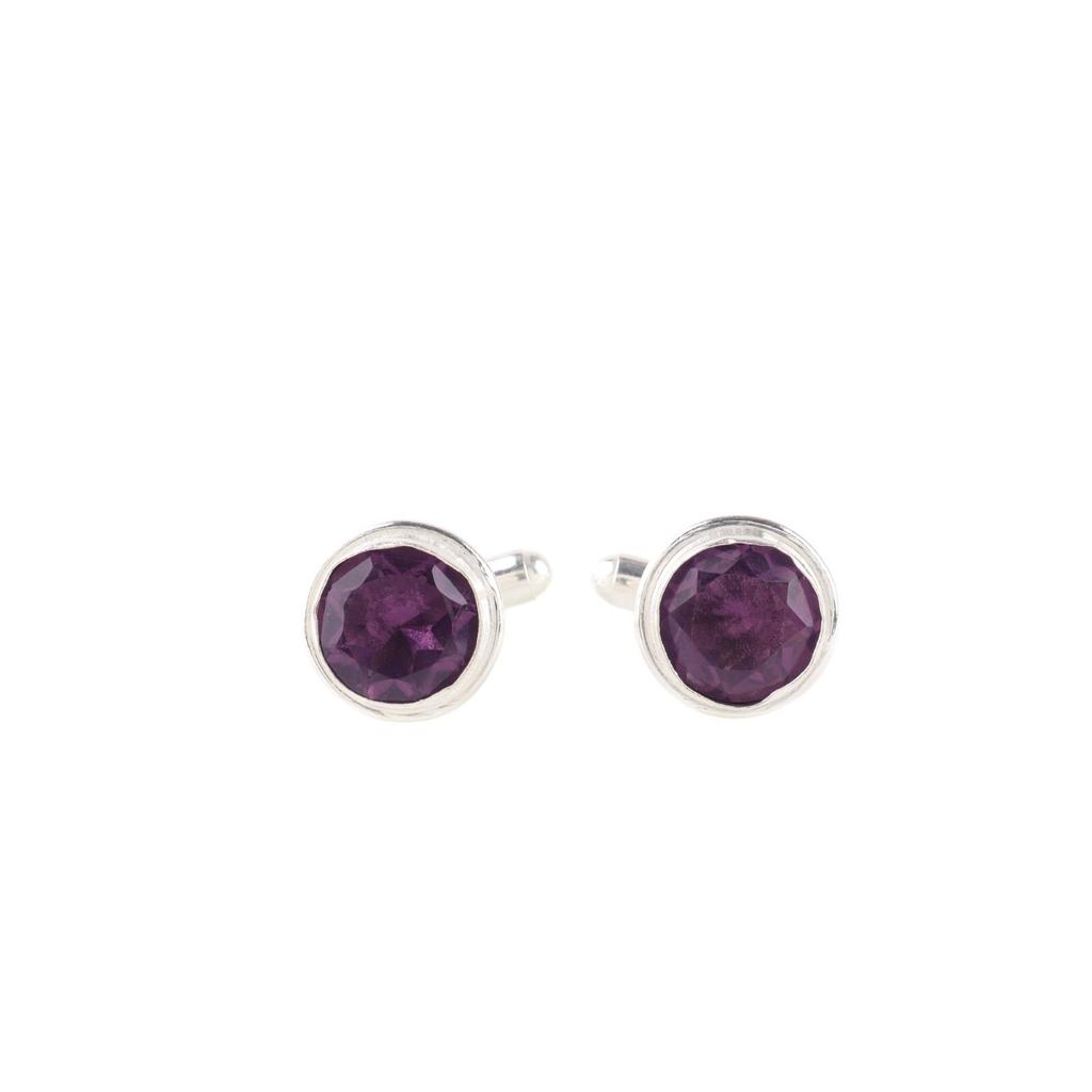 Amethyst Gemstone 925 Sterling Silver Handmade Jewelry Stylish Cufflinks 0.50" CL-4-1