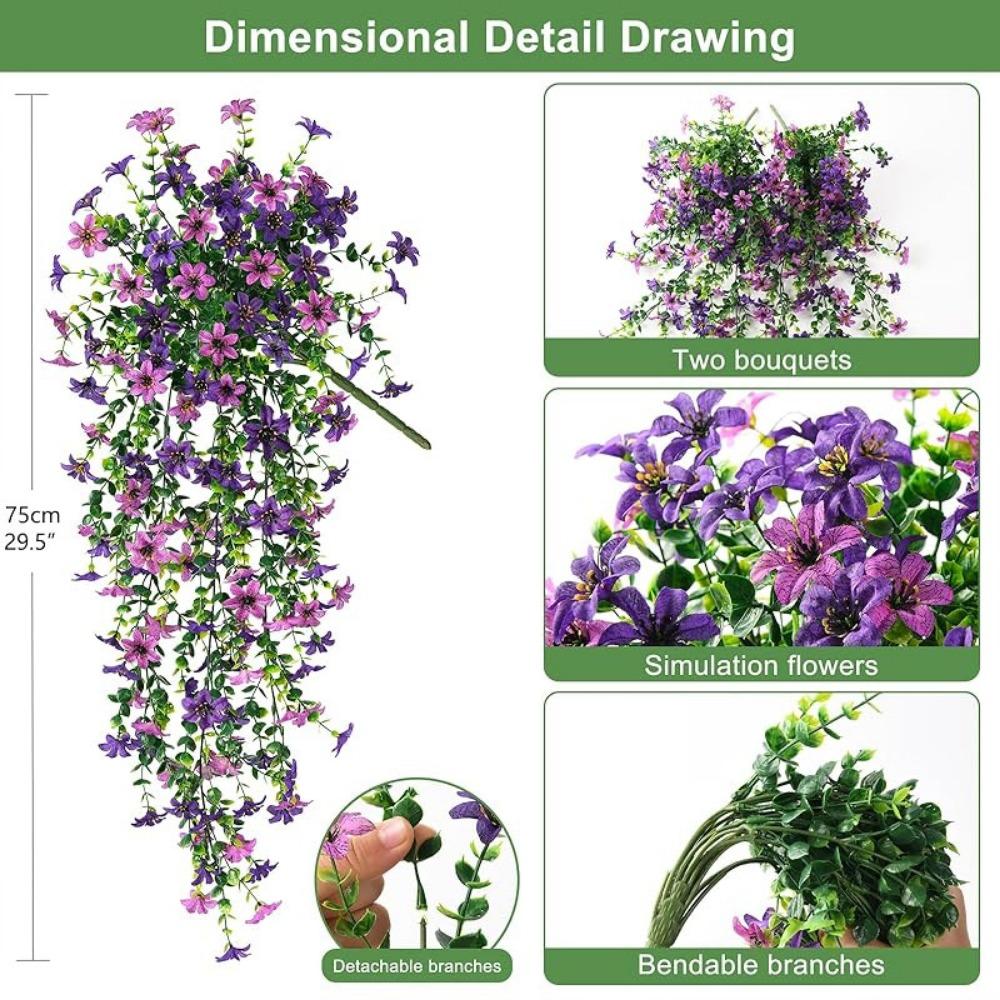 

Multicolor Violet Artificial Flower Silk Petals Green Eucalyptus Simulation Flower Vine Photo Props Hanging Decoration