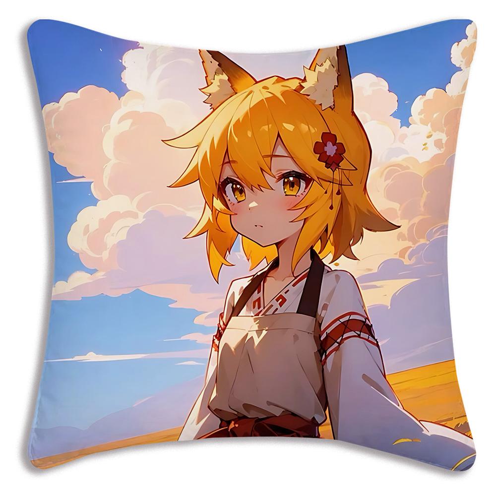 Cute The H-Helpful Fox Senko San Pillow Covers Cartoon Sofa Decorative Home Double-sided Printing Short Plush Cute Cushion Cover