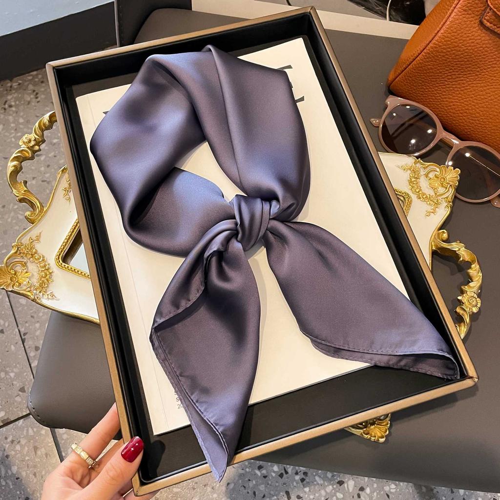 Silk Scarf Women'S Decoration High-End Small Square Scarf Versatile Trend Imitation Silk Scarf Tied Bag Streamer Thin Scarf