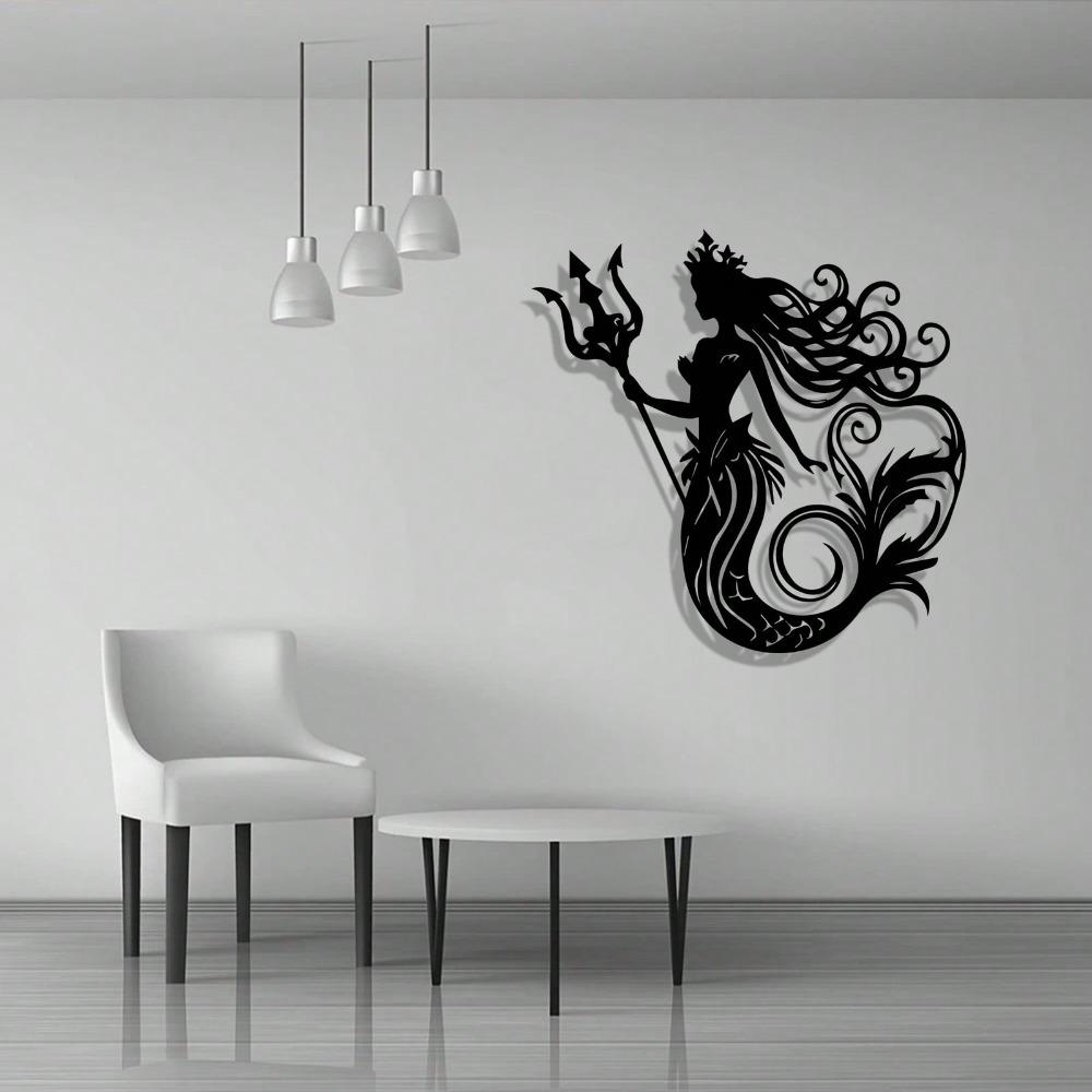 Mermaid Metal Wall Art Rust Proof Iron Statue Bathroom Decor Valentine Gift Beach Home Mural