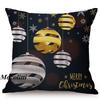 Happy Christmas Decoration Cushion Cover Cotton Linen Geometric Sofa Decorative Christmas Throw Pillow Case Cojines