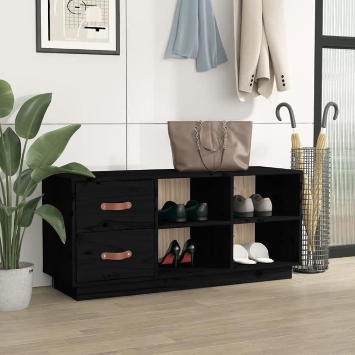 VidaXL Shoe Bench Black 100x34x45 Cm Solid Pine Wood 820181