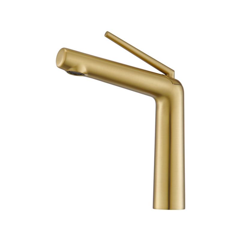 Brushed Gold All-Copper Faucet for Bathroom Sink with Hot and Cold Water