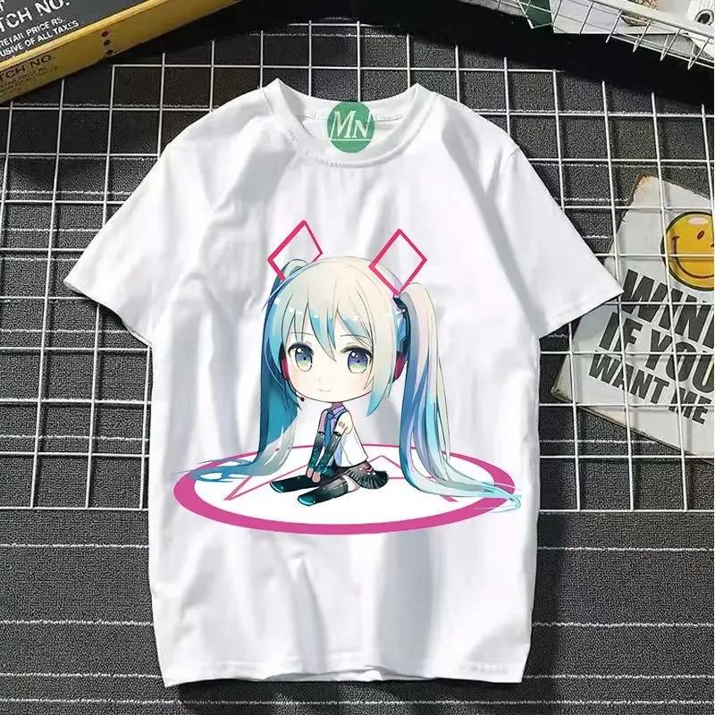 TXHatsune Miku Co-branded Animation 2D Short-sleeved T-shirt Cartoon Comic Printing Student Ladies Short-sleeved Clothes New Style