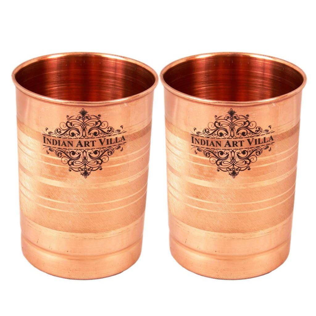 Vattendispenserbehållare i ren koppar, kruka, matka med 2 glasstumblers, 5 liter (Brun)- Set med 3 delar