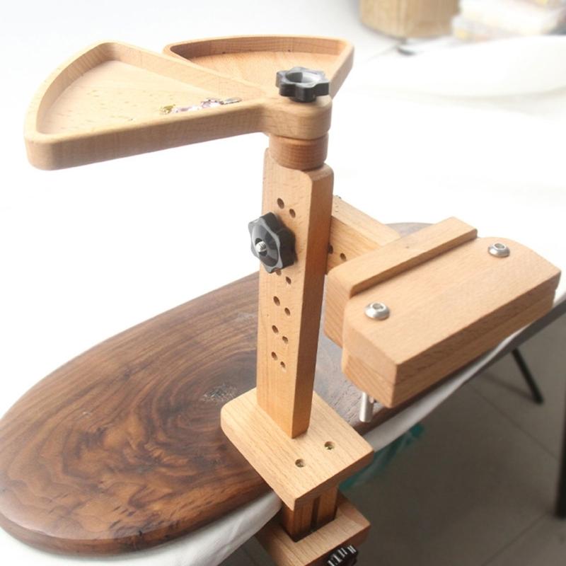 Adjustable Rotated Embroidery Hoop Stand 360 Degree Rotating Embroidery Frame Stand Wooden Cross Stitching Hoop Stand