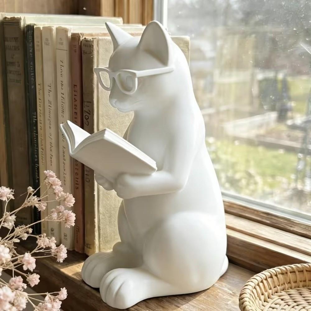 Artistic Cat Sculpture Plastic Glasses Cat Statue Cute Desktop Statue Desktop Decor