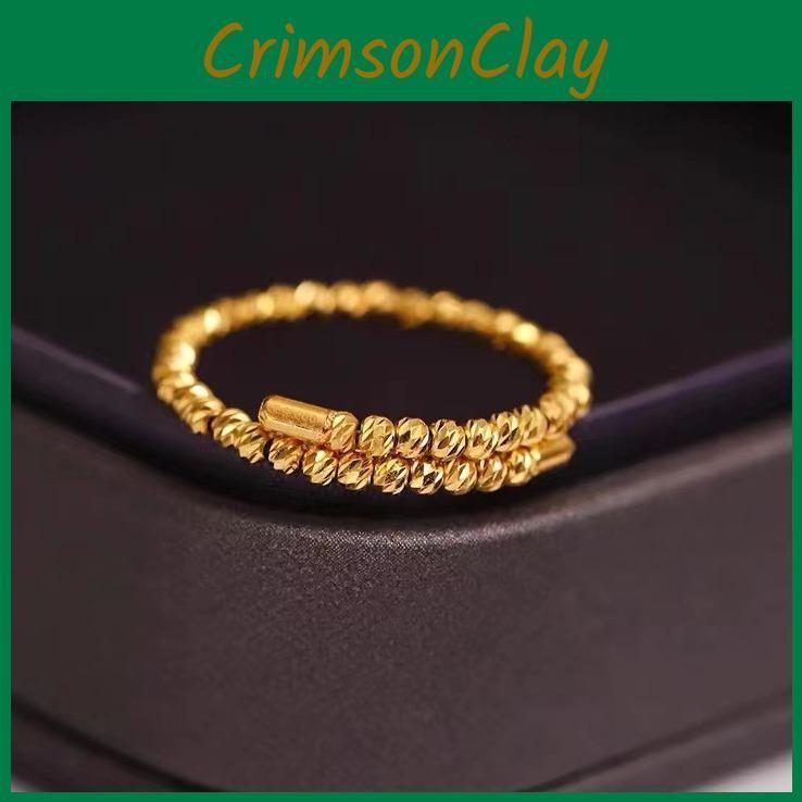 Vietnamese 2023 Elegant Sand Gold Memory Ring For Women With Stunning Sparkling Beads
