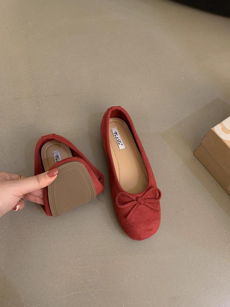 French Bow Round Head Ballet Shoes Fairy Shoes Flat Gentle Evening Shoes Summer New Women's Small Single Shoes