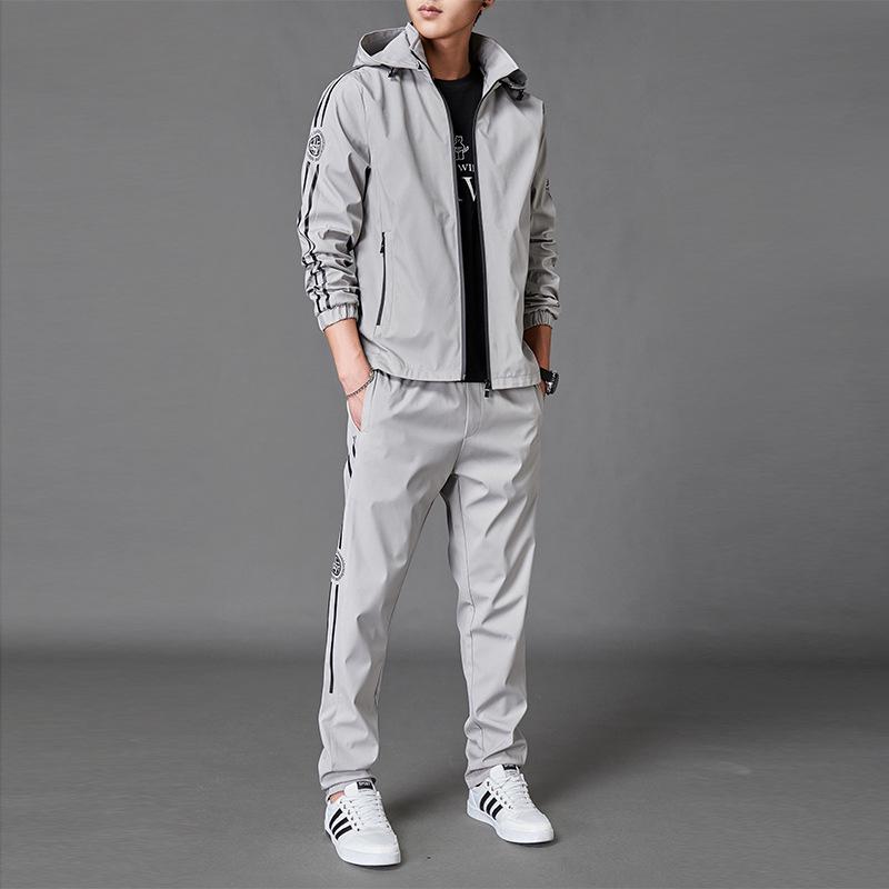 Men's Hooded Jacket and Track Pants Set - Spring/Autumn Casual Fashion